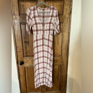 Urban Outfitters Pink Plaid Maxi Dress